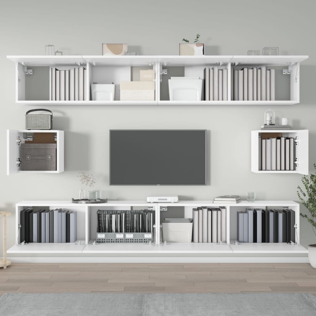 6-delige Tv-meubelset bewerkt hout wit is nu te koop bij PeponiXL, paradijselijk wonen!