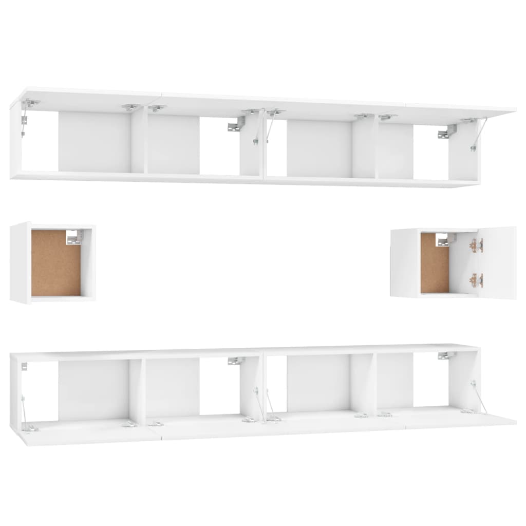 6-delige Tv-meubelset bewerkt hout wit is nu te koop bij PeponiXL, paradijselijk wonen!