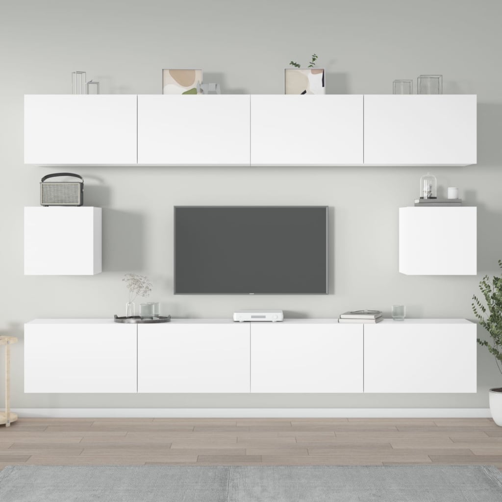 6-delige Tv-meubelset bewerkt hout wit is nu te koop bij PeponiXL, paradijselijk wonen!