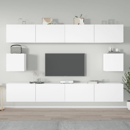 6-delige Tv-meubelset bewerkt hout wit is nu te koop bij PeponiXL, paradijselijk wonen!