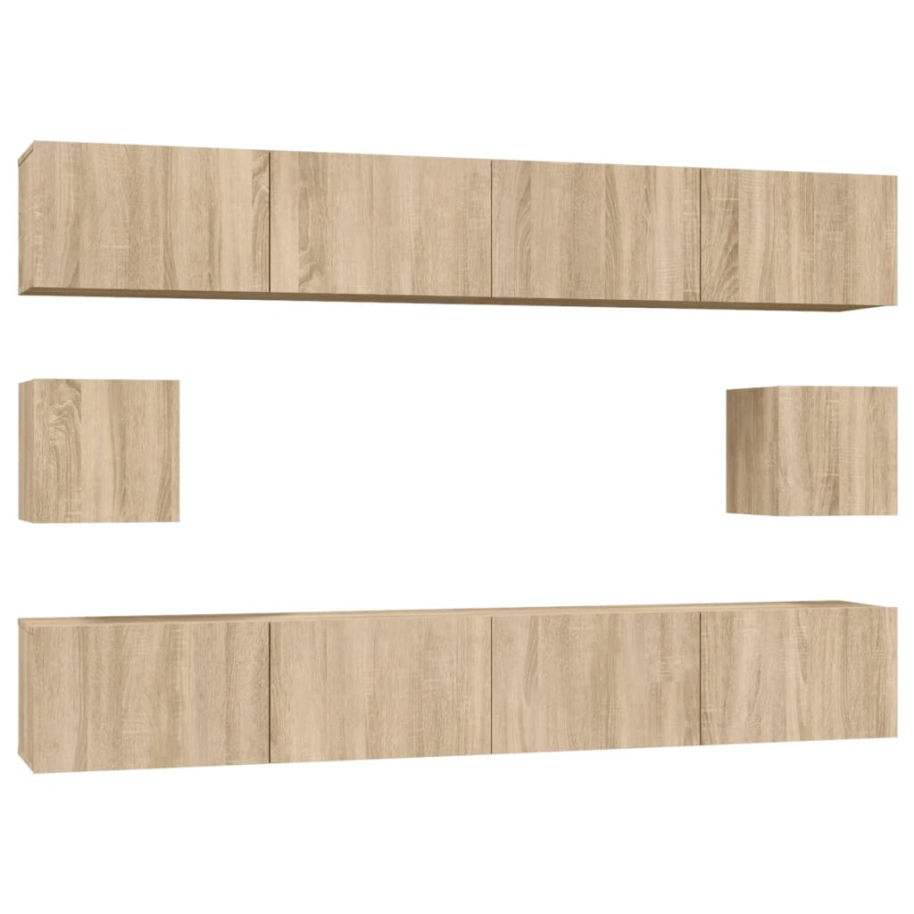 6-delige Tv-meubelset bewerkt hout sonoma eikenkleurig is nu te koop bij PeponiXL, paradijselijk wonen!