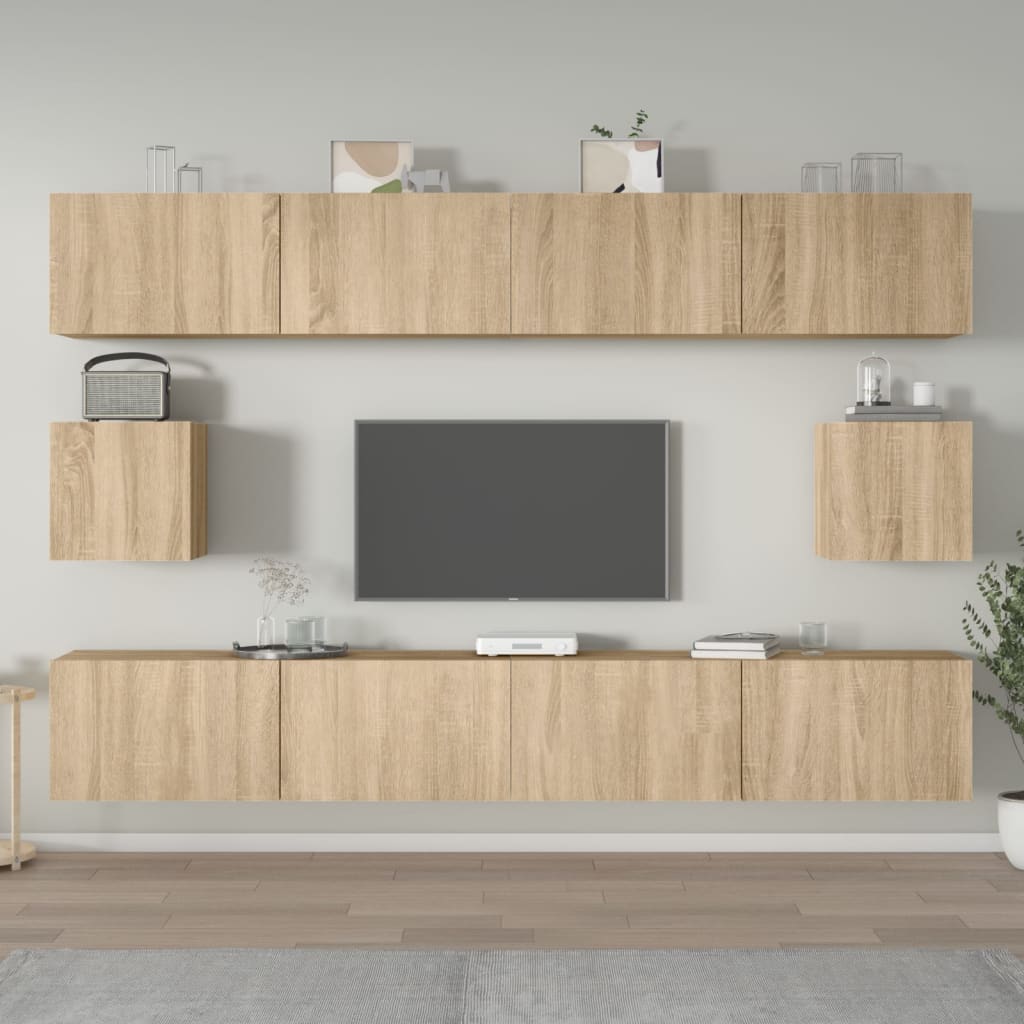 6-delige Tv-meubelset bewerkt hout sonoma eikenkleurig is nu te koop bij PeponiXL, paradijselijk wonen!