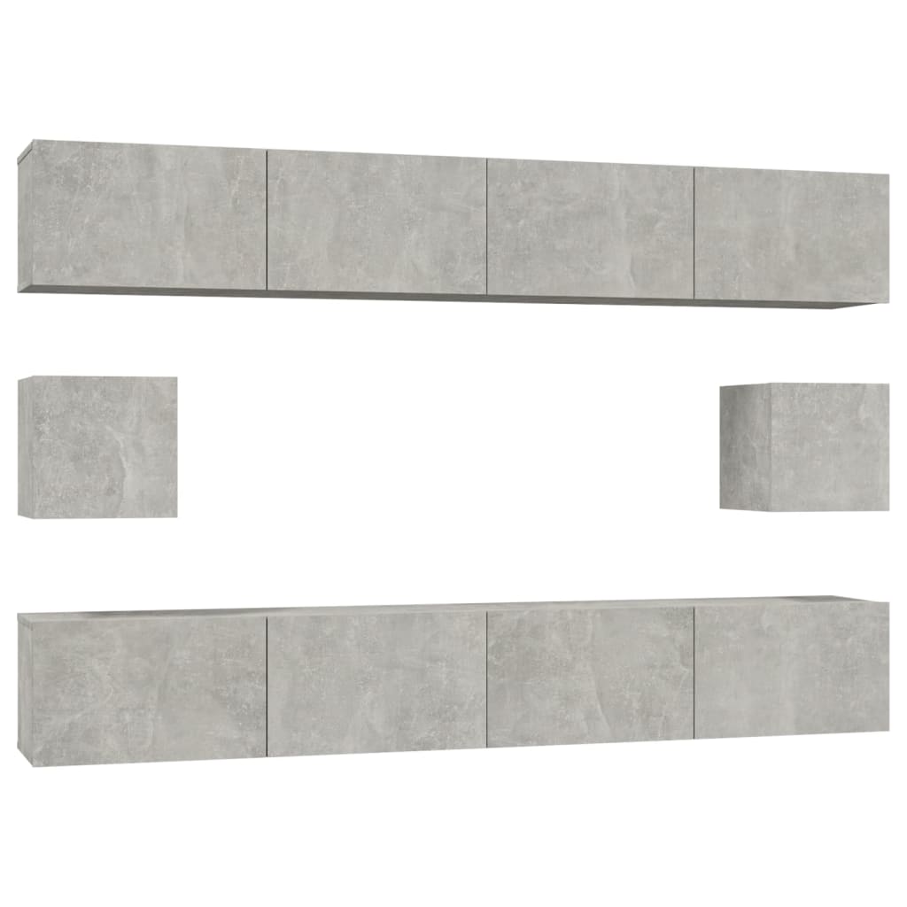 6-delige Tv-meubelset bewerkt hout betongrijs is nu te koop bij PeponiXL, paradijselijk wonen!