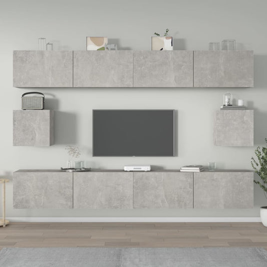 6-delige Tv-meubelset bewerkt hout betongrijs is nu te koop bij PeponiXL, paradijselijk wonen!