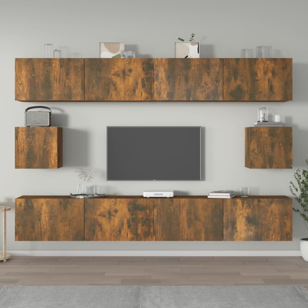 6-delige Tv-meubelset bewerkt hout gerookt eikenkleurig is nu te koop bij PeponiXL, paradijselijk wonen!