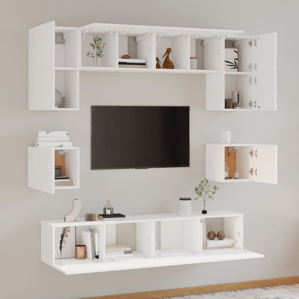 8-delige Tv-meubelset bewerkt hout wit is nu te koop bij PeponiXL, paradijselijk wonen!