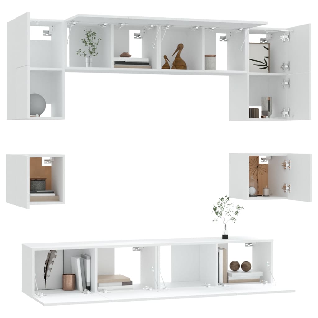 8-delige Tv-meubelset bewerkt hout wit is nu te koop bij PeponiXL, paradijselijk wonen!