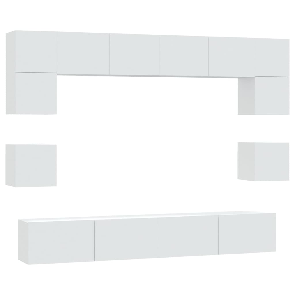 8-delige Tv-meubelset bewerkt hout wit is nu te koop bij PeponiXL, paradijselijk wonen!