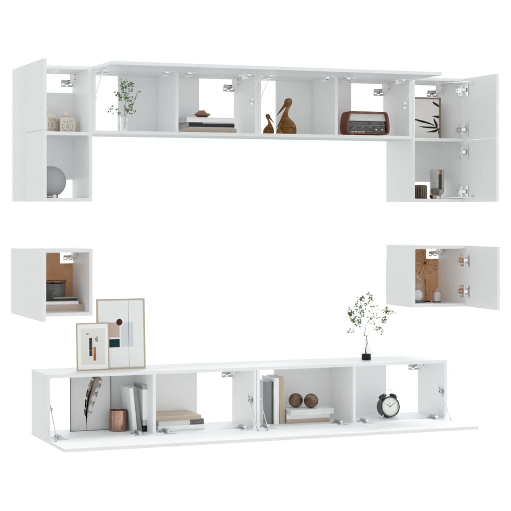8-delige Tv-meubelset bewerkt hout wit is nu te koop bij PeponiXL, paradijselijk wonen!