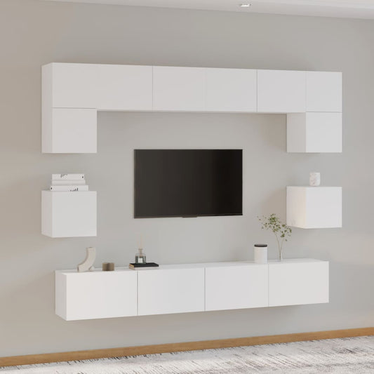 8-delige Tv-meubelset bewerkt hout wit is nu te koop bij PeponiXL, paradijselijk wonen!