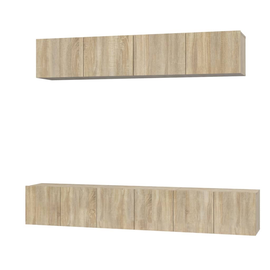 5-delige Tv-meubelset bewerkt hout sonoma eikenkleurig is nu te koop bij PeponiXL, paradijselijk wonen!