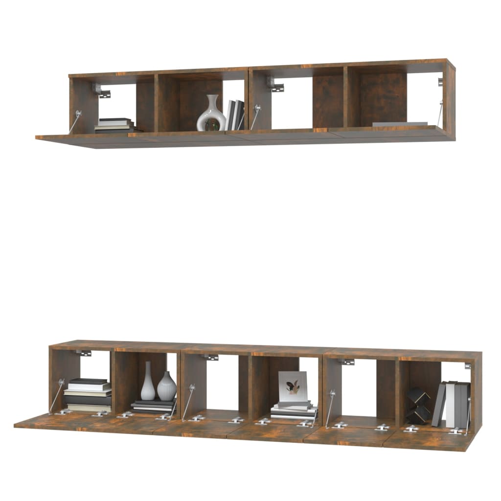 5-delige Tv-meubelset bewerkt hout gerookt eikenkleurig is nu te koop bij PeponiXL, paradijselijk wonen!