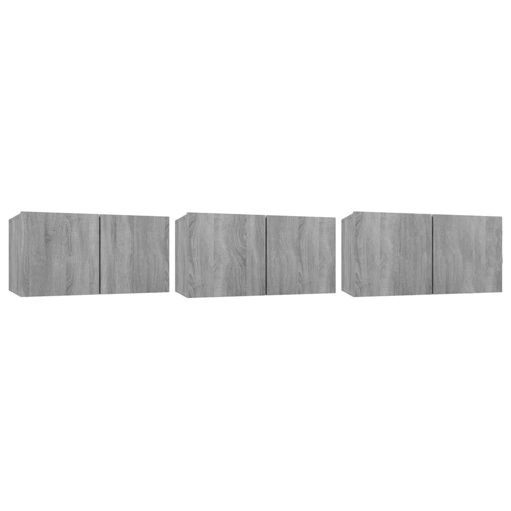 5-delige Tv-meubelset bewerkt hout grijs sonoma eikenkleurig is nu te koop bij PeponiXL, paradijselijk wonen!