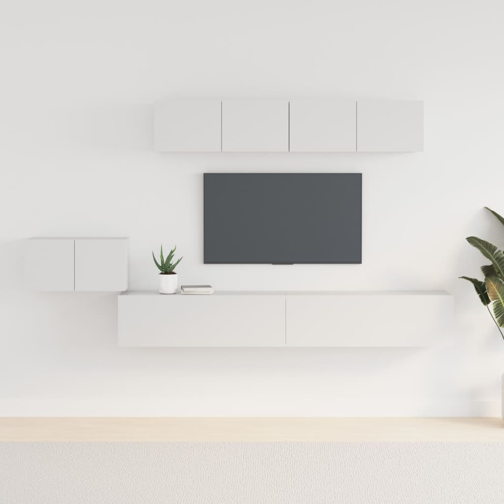 5-delige Tv-meubelset bewerkt hout wit is nu te koop bij PeponiXL, paradijselijk wonen!
