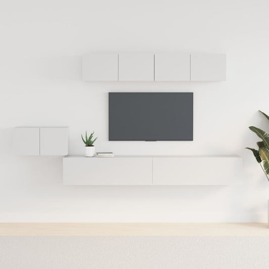 5-delige Tv-meubelset bewerkt hout wit is nu te koop bij PeponiXL, paradijselijk wonen!