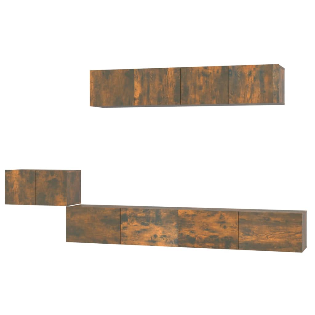 5-delige Tv-meubelset bewerkt hout gerookt eikenkleurig is nu te koop bij PeponiXL, paradijselijk wonen!