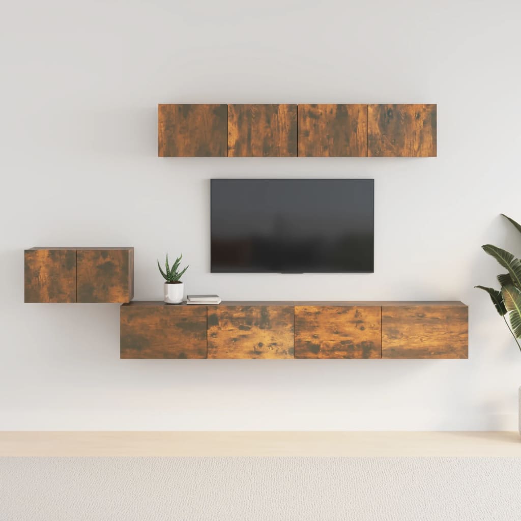 5-delige Tv-meubelset bewerkt hout gerookt eikenkleurig is nu te koop bij PeponiXL, paradijselijk wonen!