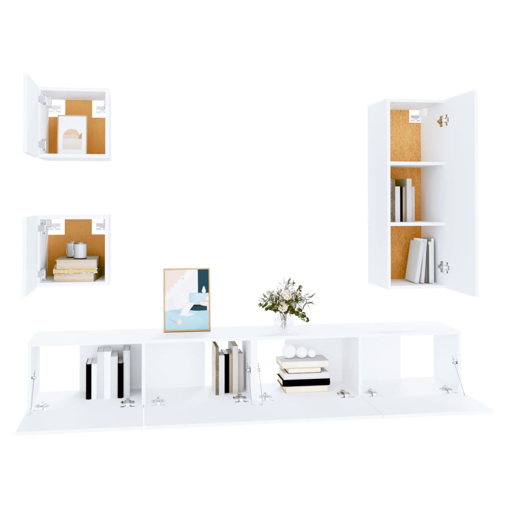 5-delige Tv-meubelset bewerkt hout wit is nu te koop bij PeponiXL, paradijselijk wonen!