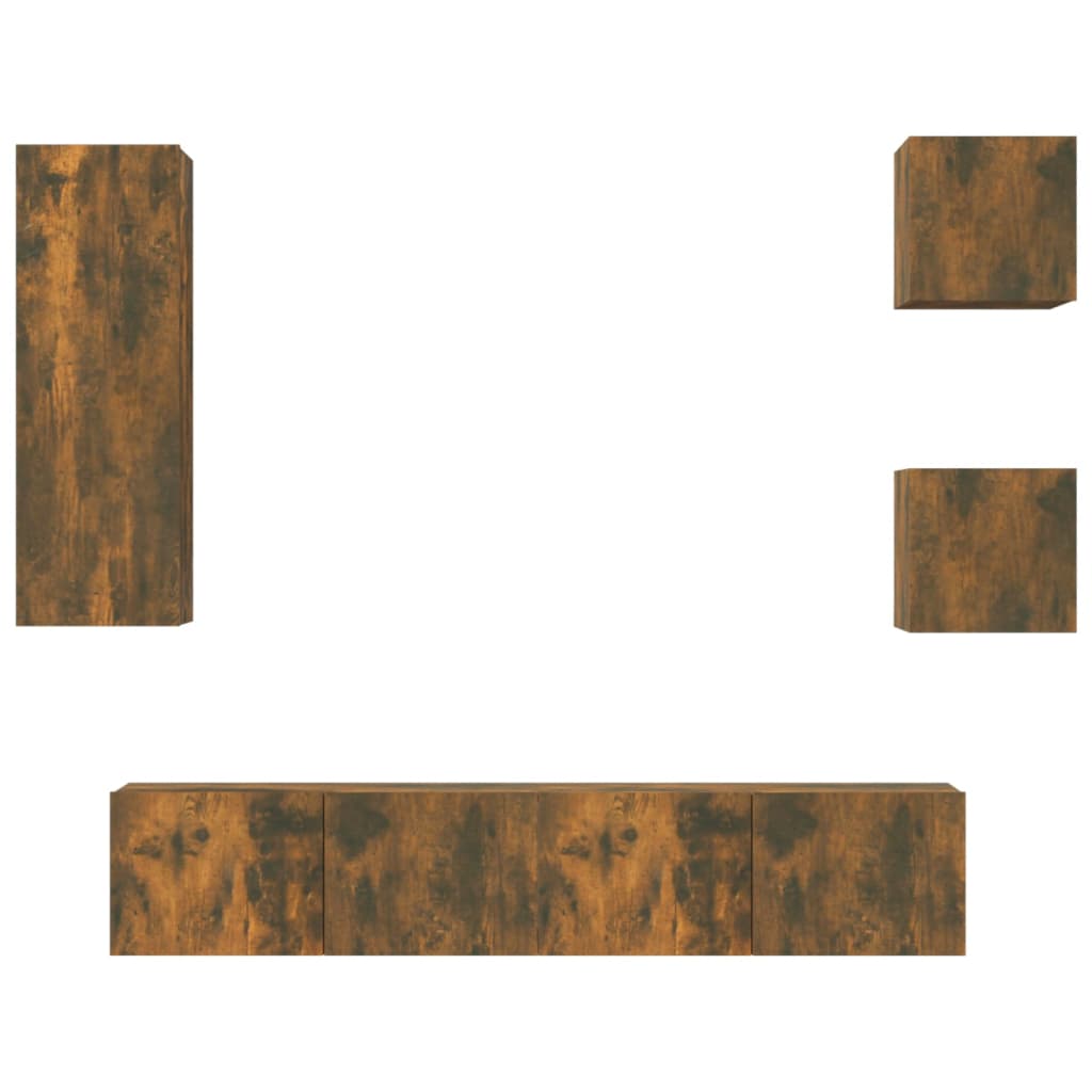 5-delige Tv-meubelset bewerkt hout gerookt eikenkleurig is nu te koop bij PeponiXL, paradijselijk wonen!