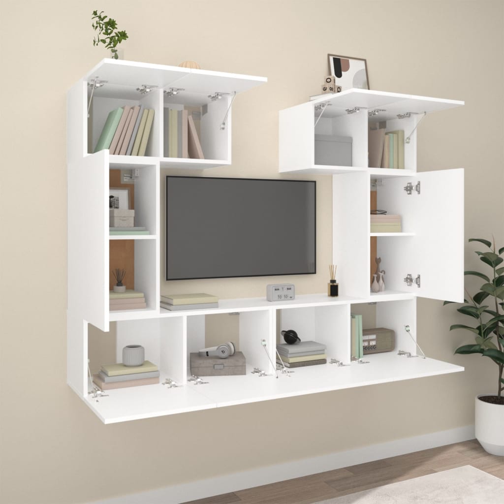 6-delige Tv-meubelset bewerkt hout wit is nu te koop bij PeponiXL, paradijselijk wonen!