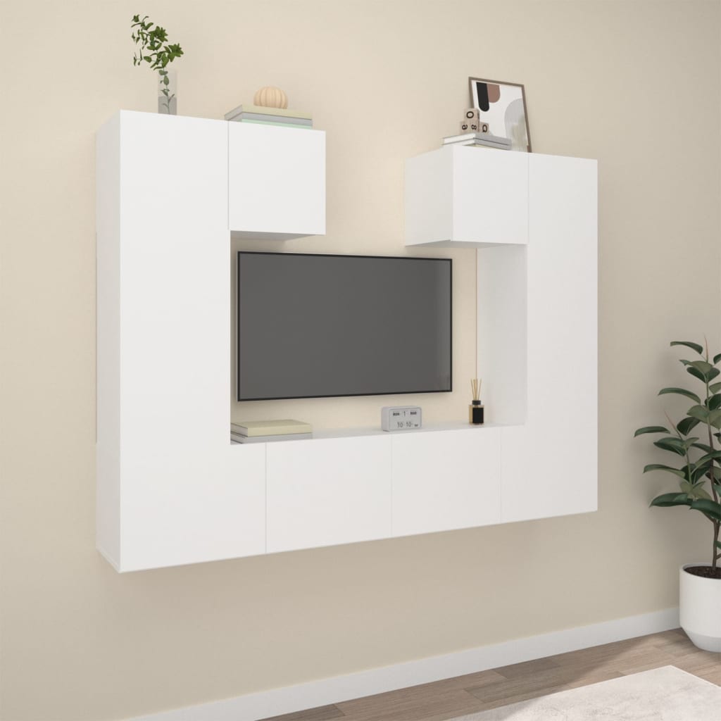 6-delige Tv-meubelset bewerkt hout wit is nu te koop bij PeponiXL, paradijselijk wonen!