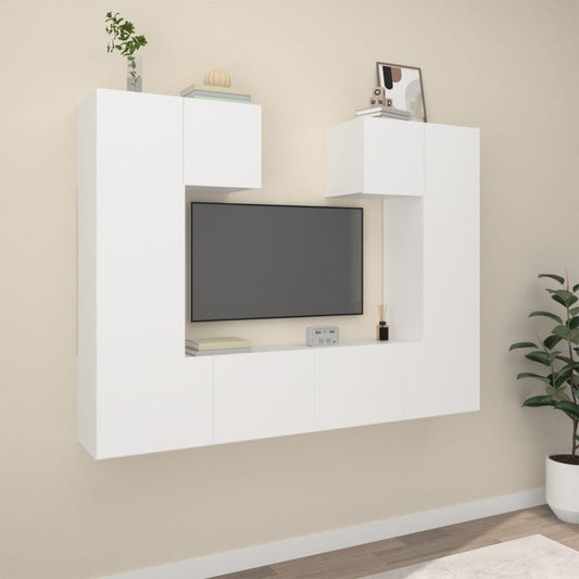 6-delige Tv-meubelset bewerkt hout wit is nu te koop bij PeponiXL, paradijselijk wonen!