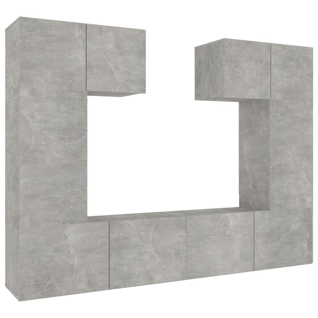 6-delige Tv-meubelset bewerkt hout betongrijs is nu te koop bij PeponiXL, paradijselijk wonen!