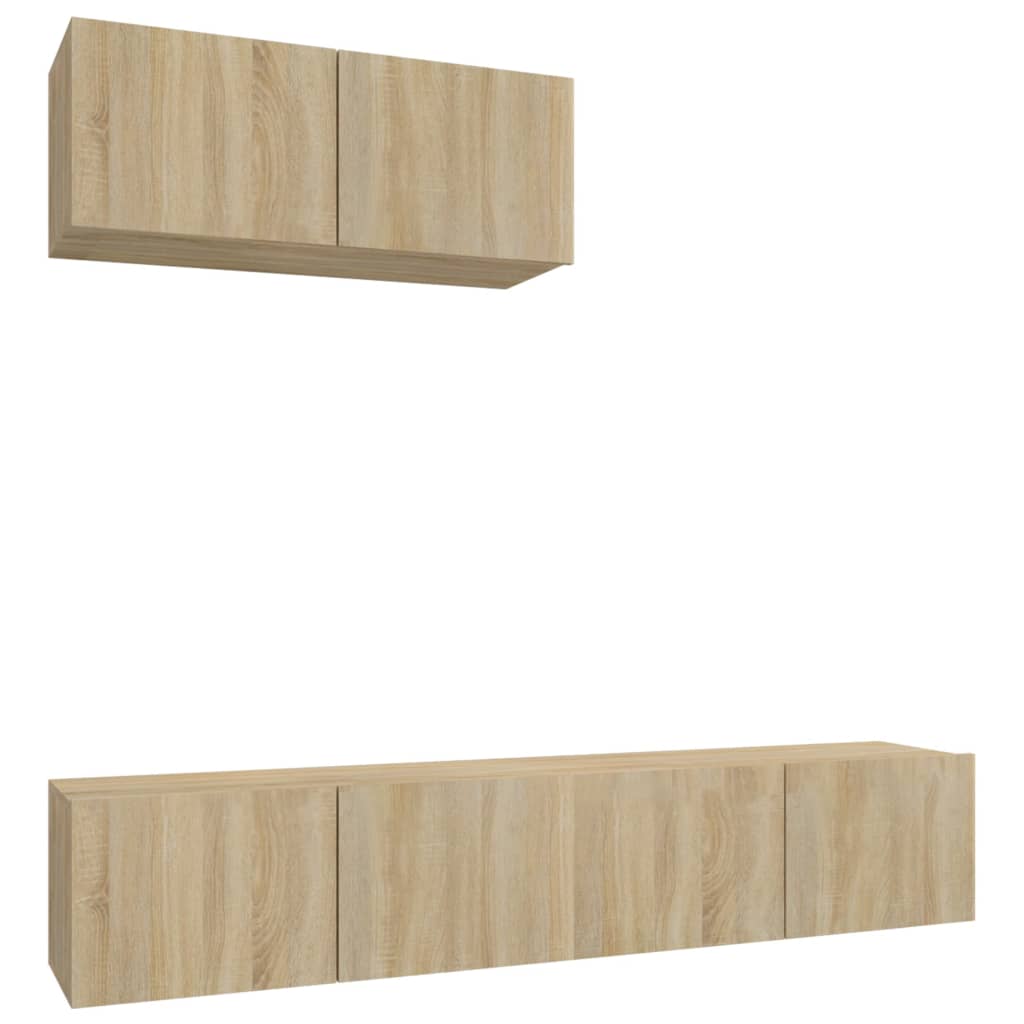 3-delige Tv-meubelset bewerkt hout sonoma eikenkleurig is nu te koop bij PeponiXL, paradijselijk wonen!