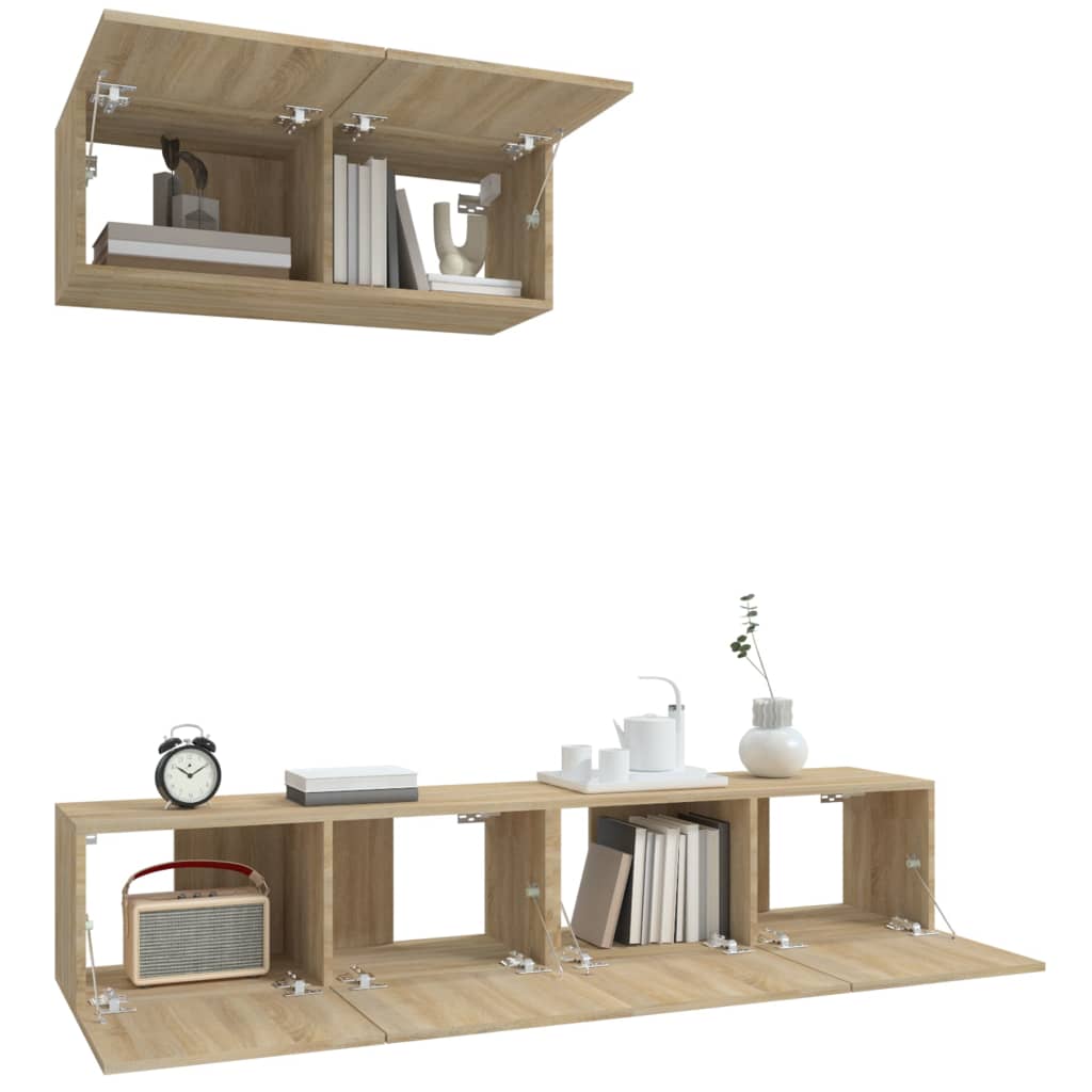 3-delige Tv-meubelset bewerkt hout sonoma eikenkleurig is nu te koop bij PeponiXL, paradijselijk wonen!