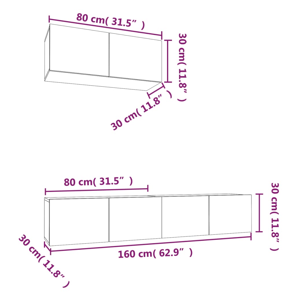 3-delige Tv-meubelset bewerkt hout sonoma eikenkleurig is nu te koop bij PeponiXL, paradijselijk wonen!