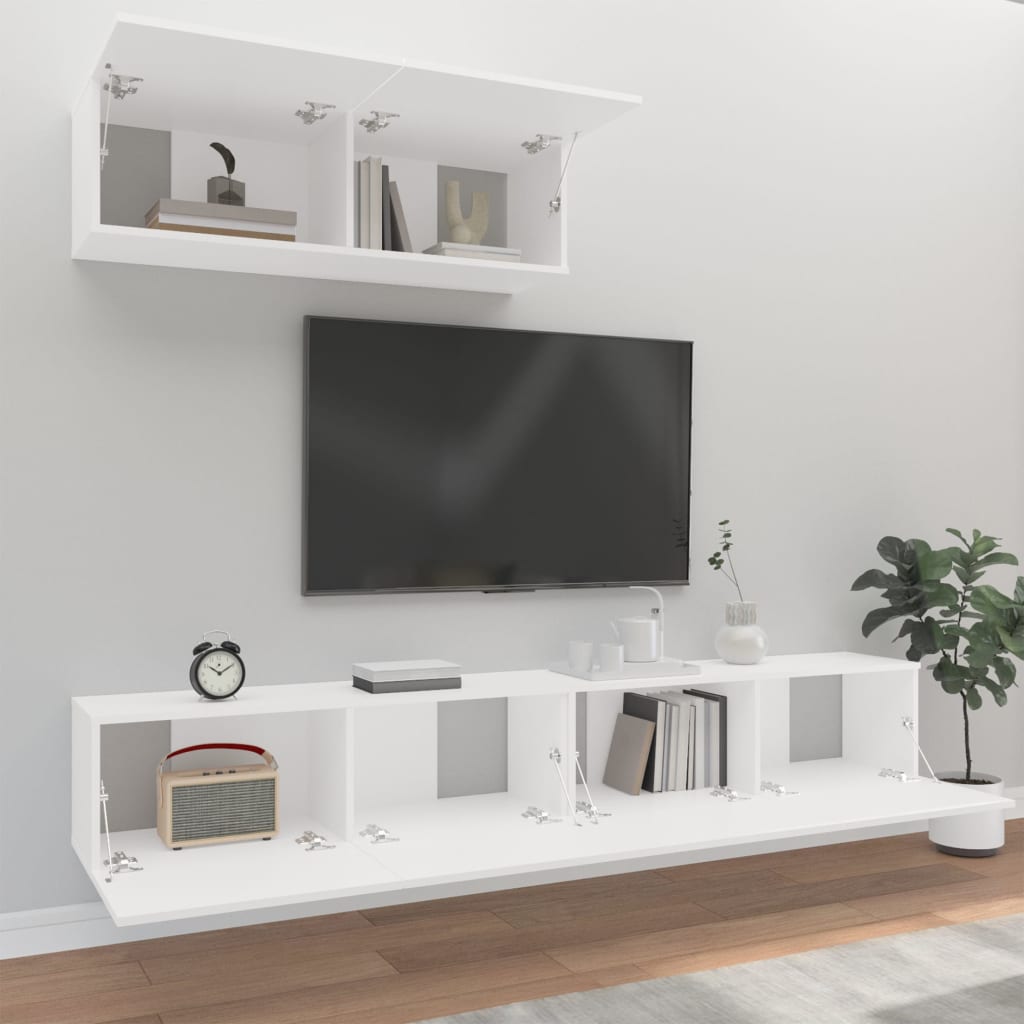 3-delige Tv-meubelset bewerkt hout wit is nu te koop bij PeponiXL, paradijselijk wonen!
