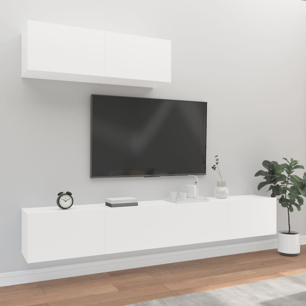 3-delige Tv-meubelset bewerkt hout wit is nu te koop bij PeponiXL, paradijselijk wonen!