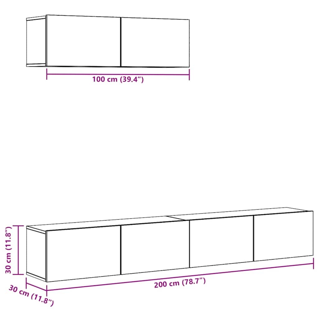 3-delige Tv-meubelset bewerkt hout gerookt eikenkleurig is nu te koop bij PeponiXL, paradijselijk wonen!