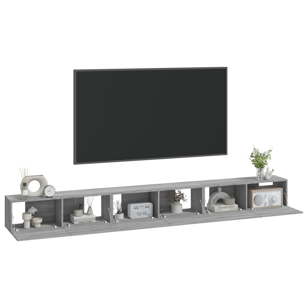 3-delige Tv-meubelset bewerkt hout grijs sonoma eikenkleurig is nu te koop bij PeponiXL, paradijselijk wonen!
