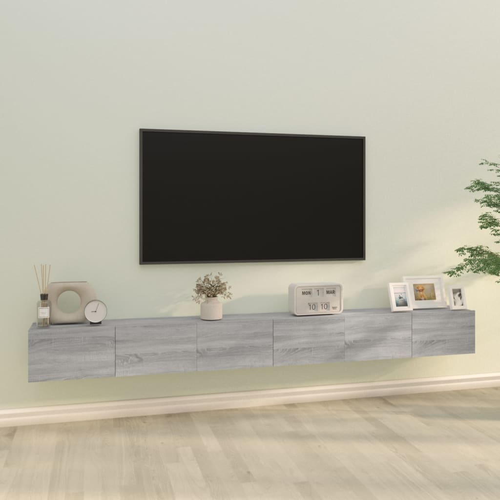 3-delige Tv-meubelset bewerkt hout grijs sonoma eikenkleurig is nu te koop bij PeponiXL, paradijselijk wonen!