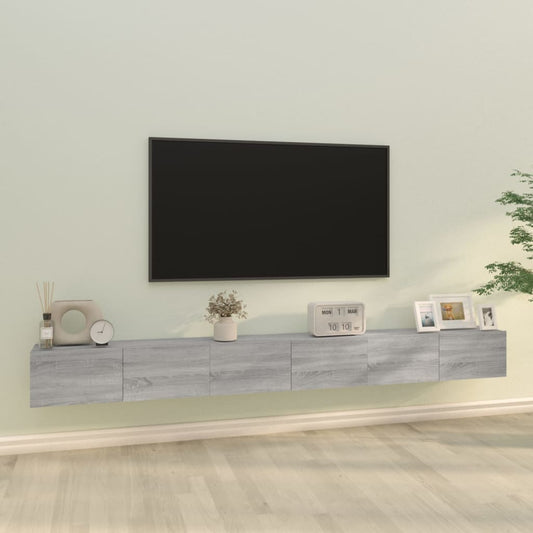 3-delige Tv-meubelset bewerkt hout grijs sonoma eikenkleurig is nu te koop bij PeponiXL, paradijselijk wonen!