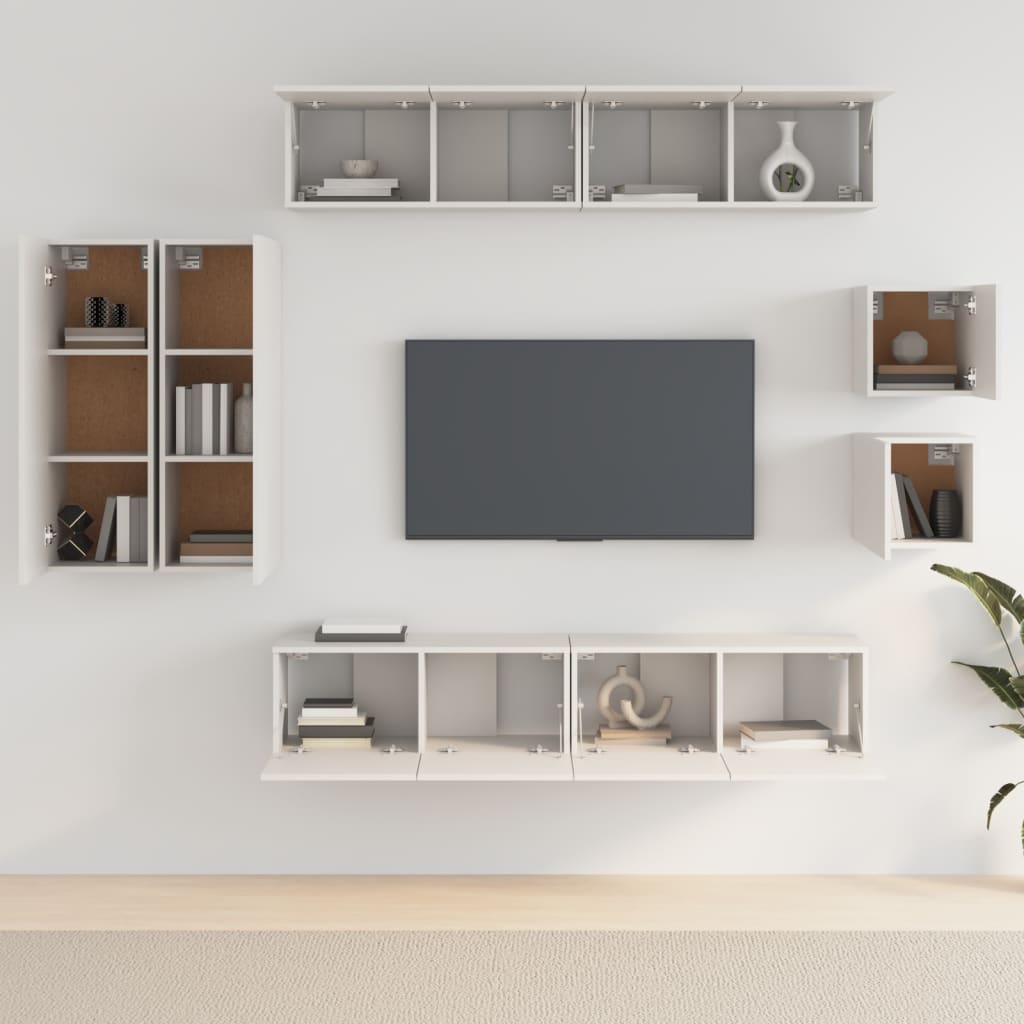 8-delige Tv-meubelset bewerkt hout wit is nu te koop bij PeponiXL, paradijselijk wonen!