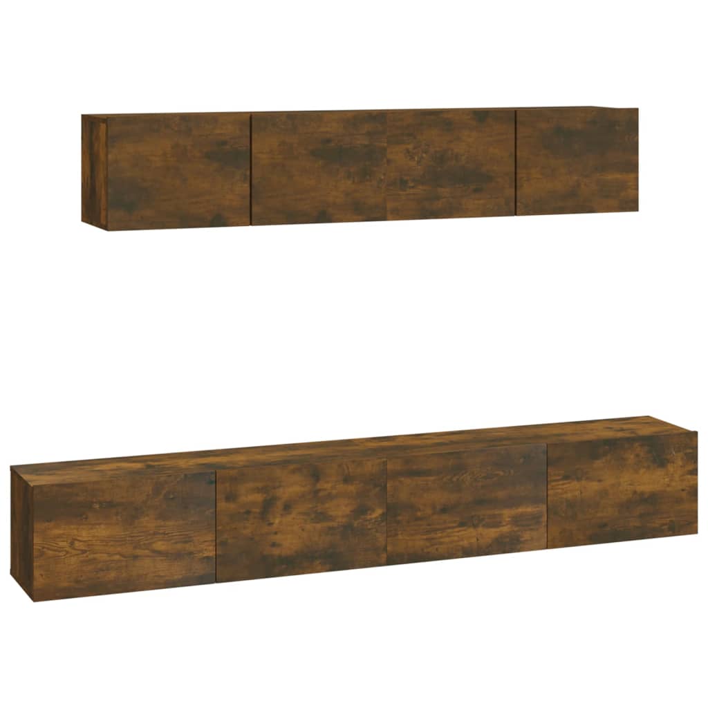 4-delige Tv-meubelset bewerkt hout gerookt eikenkleurig is nu te koop bij PeponiXL, paradijselijk wonen!