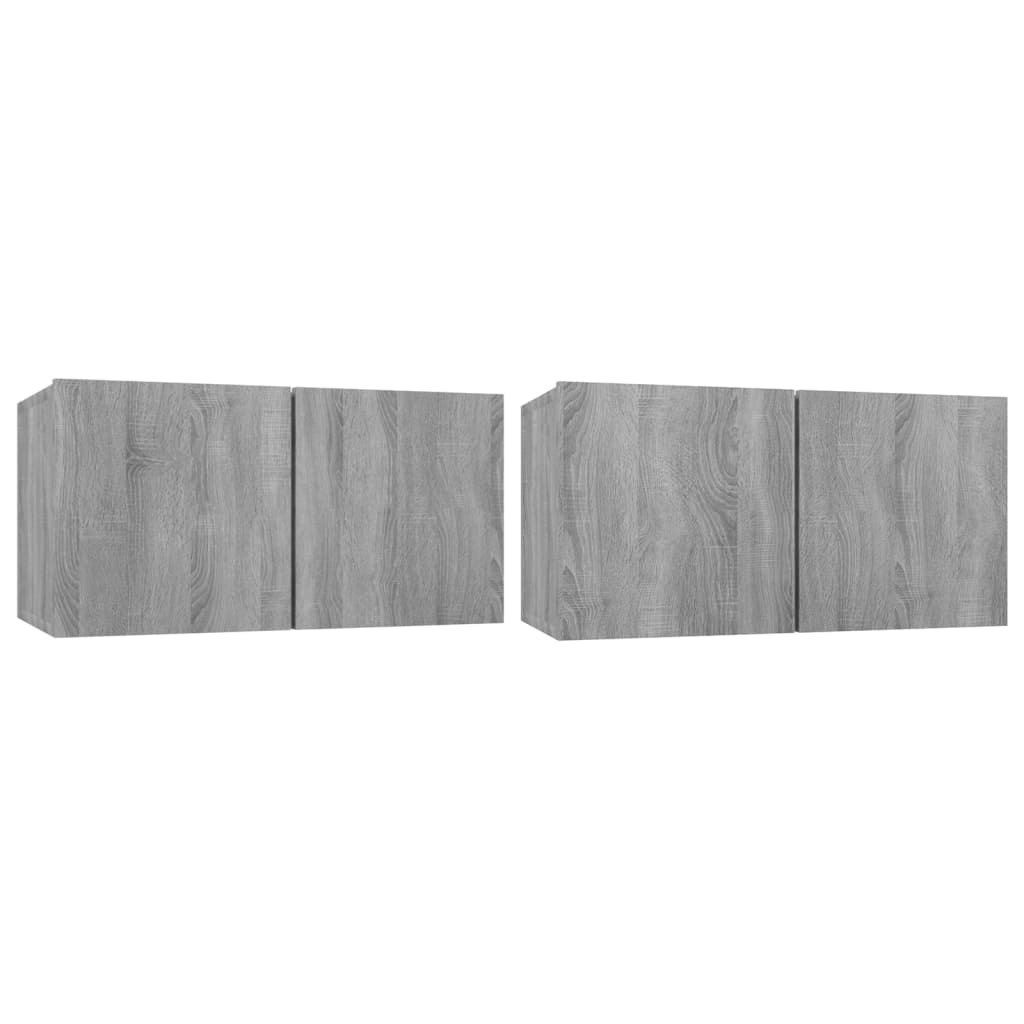 4-delige Tv-meubelset bewerkt hout grijs sonoma eikenkleurig is nu te koop bij PeponiXL, paradijselijk wonen!