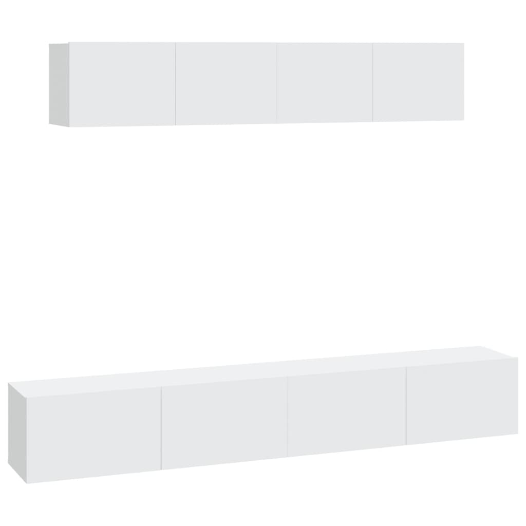4-delige Tv-meubelset bewerkt hout wit is nu te koop bij PeponiXL, paradijselijk wonen!