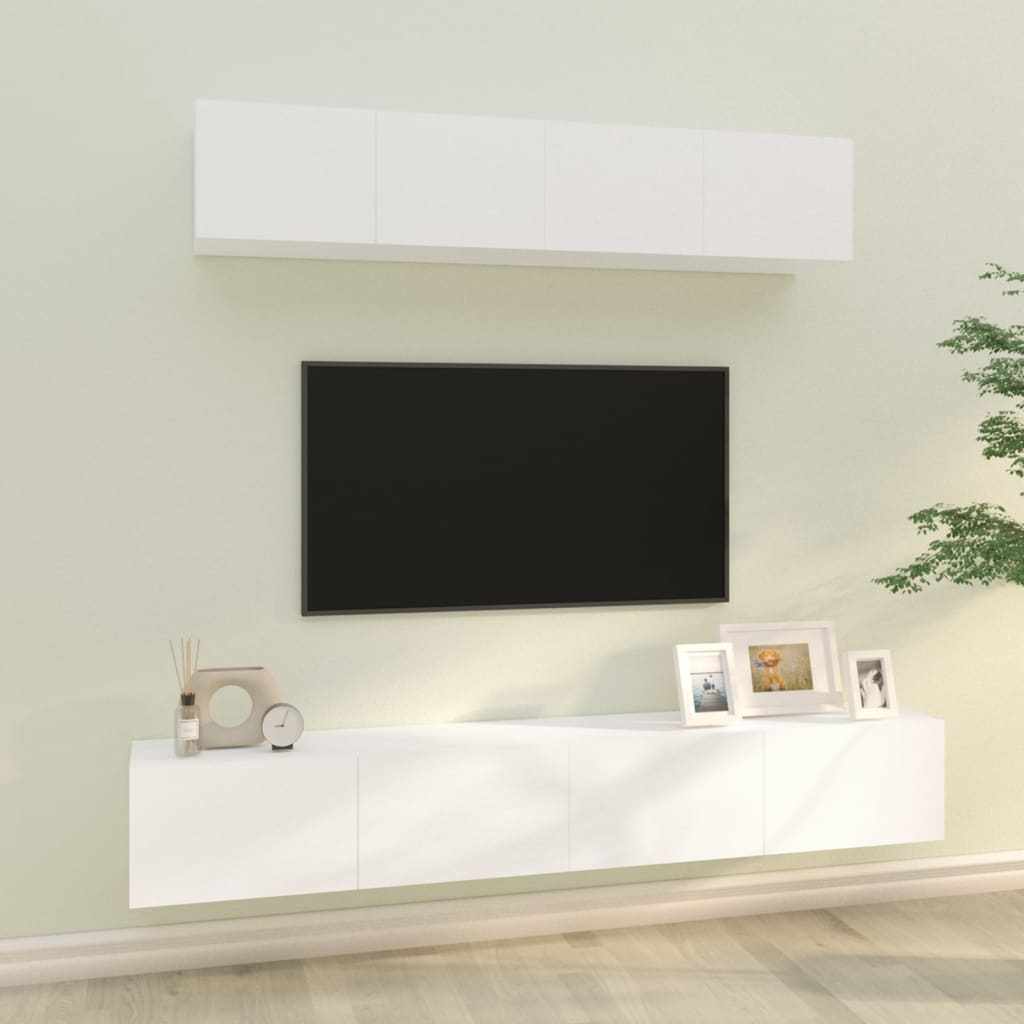4-delige Tv-meubelset bewerkt hout wit is nu te koop bij PeponiXL, paradijselijk wonen!