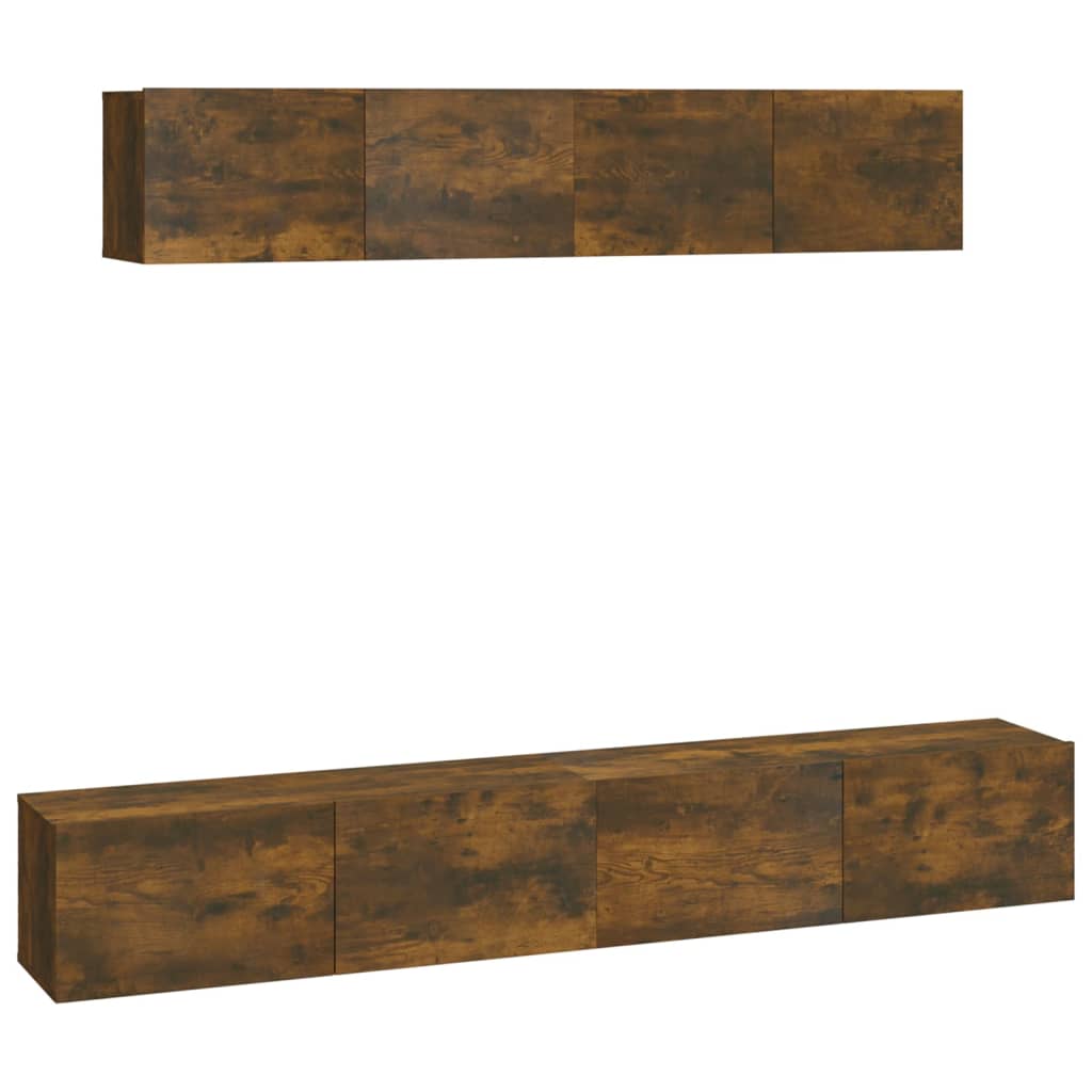 4-delige Tv-meubelset bewerkt hout gerookt eikenkleurig is nu te koop bij PeponiXL, paradijselijk wonen!