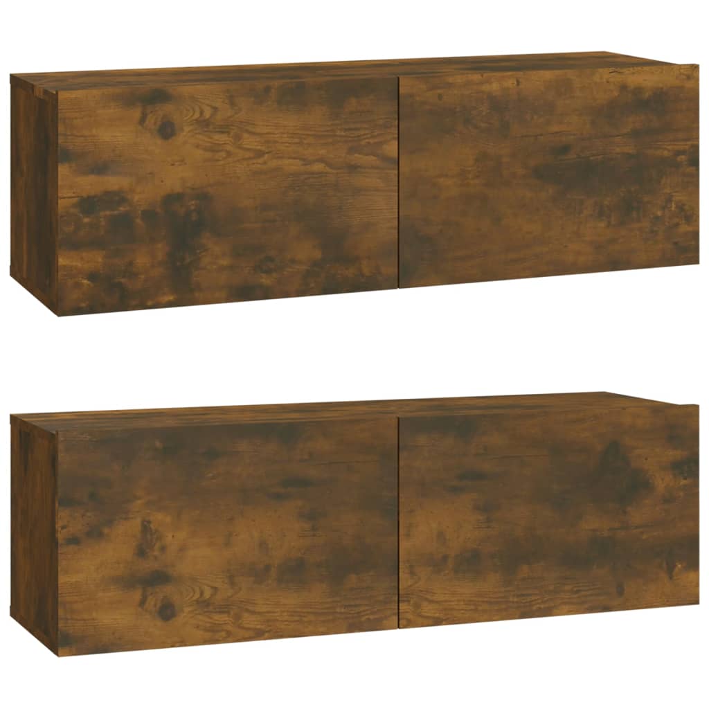 4-delige Tv-meubelset bewerkt hout gerookt eikenkleurig is nu te koop bij PeponiXL, paradijselijk wonen!