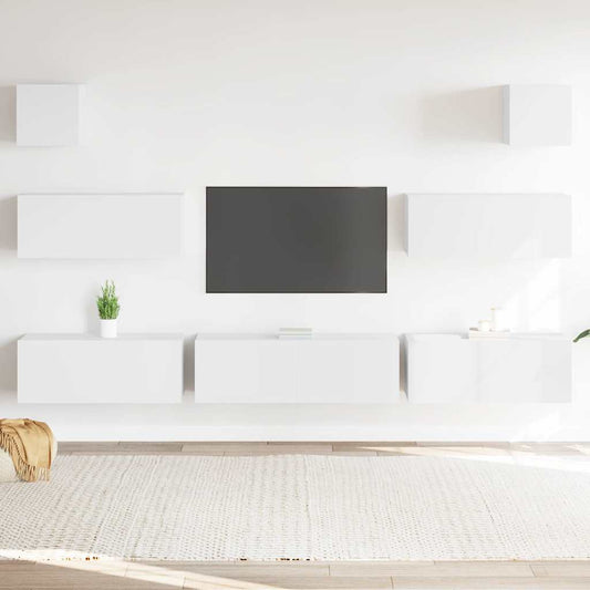 7-delige Tv-meubelset bewerkt hout wit is nu te koop bij PeponiXL, paradijselijk wonen!