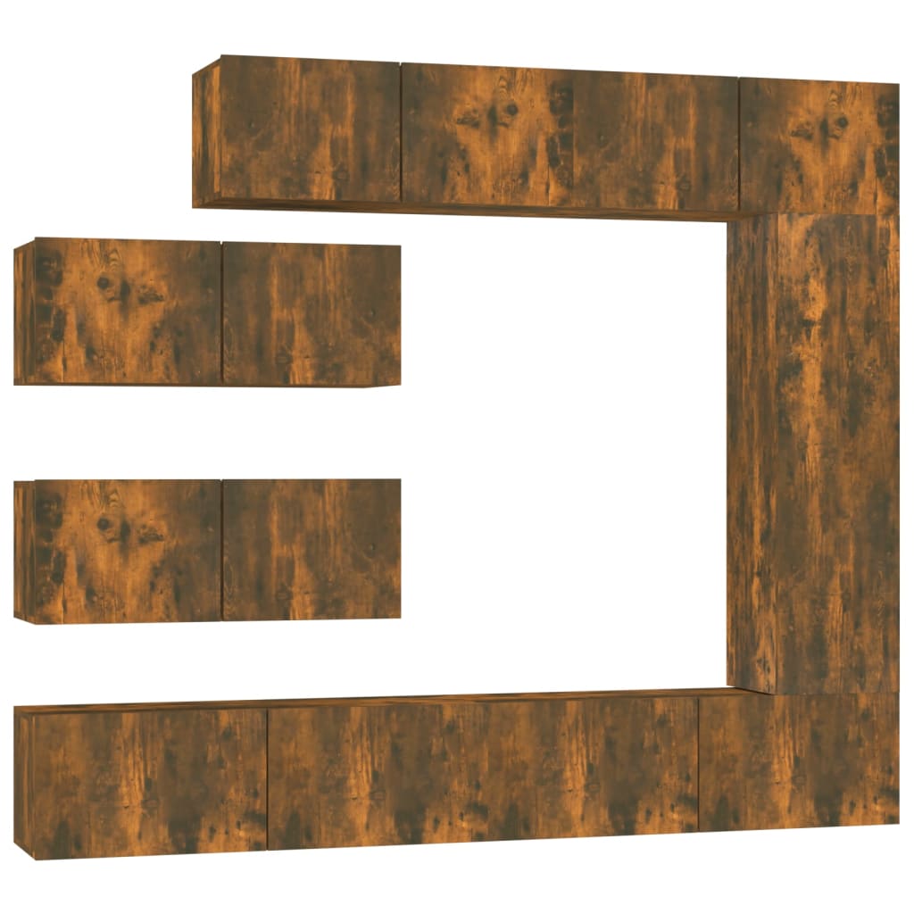 7-delige Tv-meubelset bewerkt hout gerookt eikenkleurig is nu te koop bij PeponiXL, paradijselijk wonen!