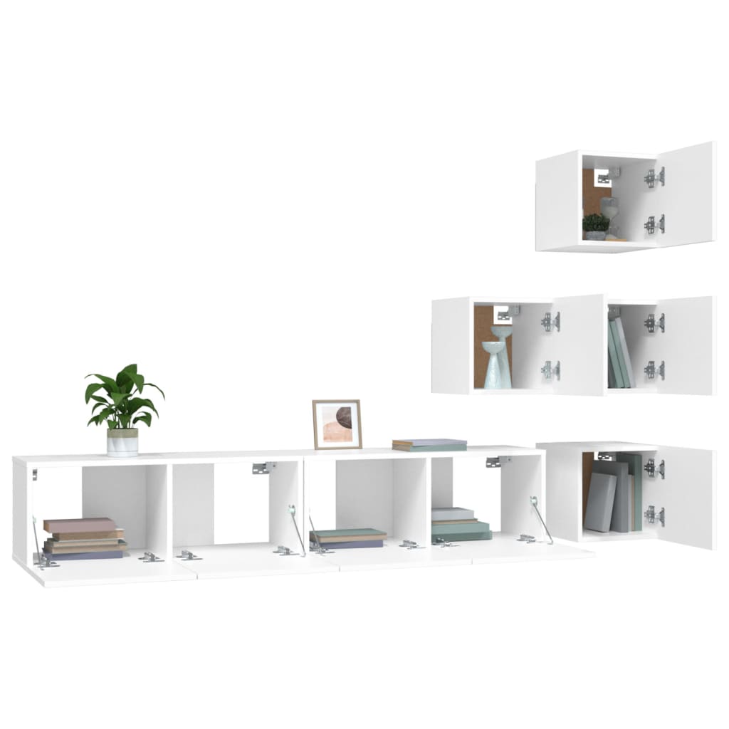 Tv-wandmeubel bewerkt hout wit is nu te koop bij PeponiXL, paradijselijk wonen!