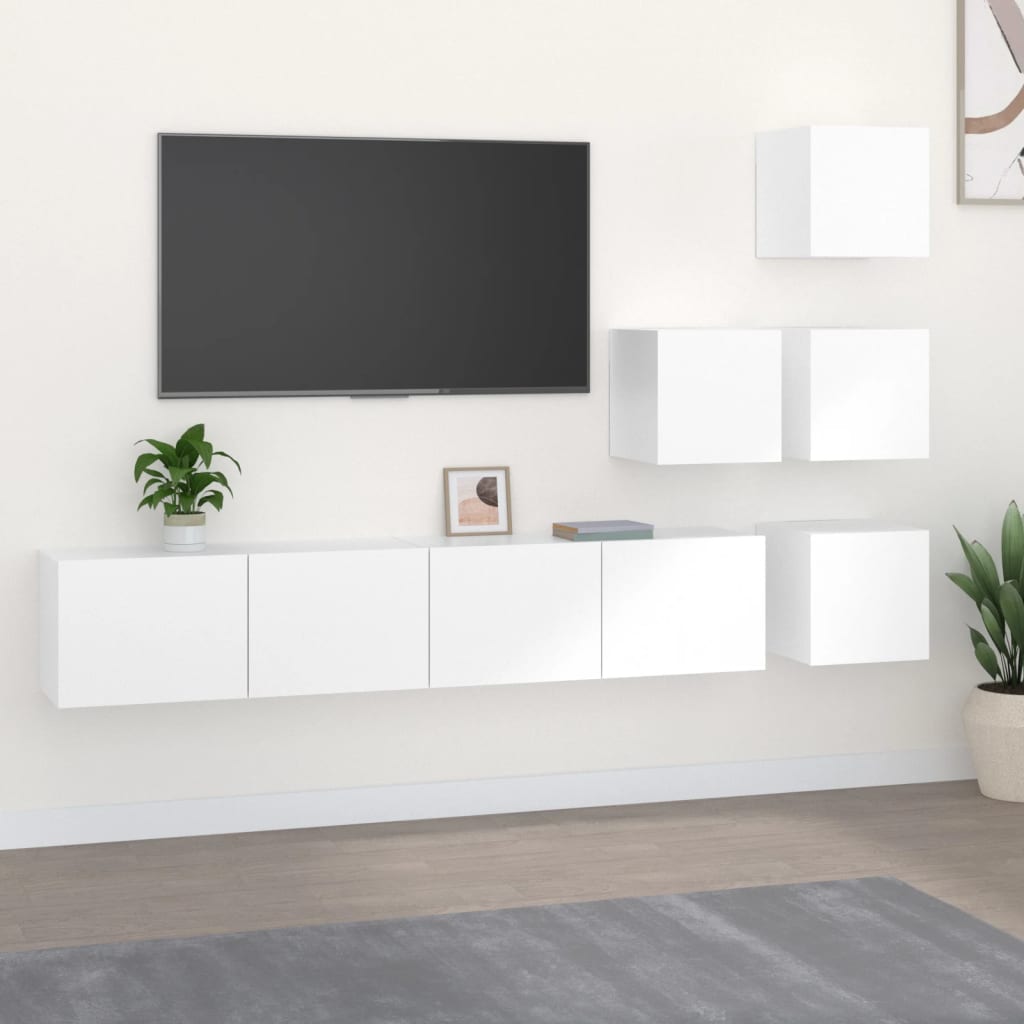 Tv-wandmeubel bewerkt hout wit is nu te koop bij PeponiXL, paradijselijk wonen!