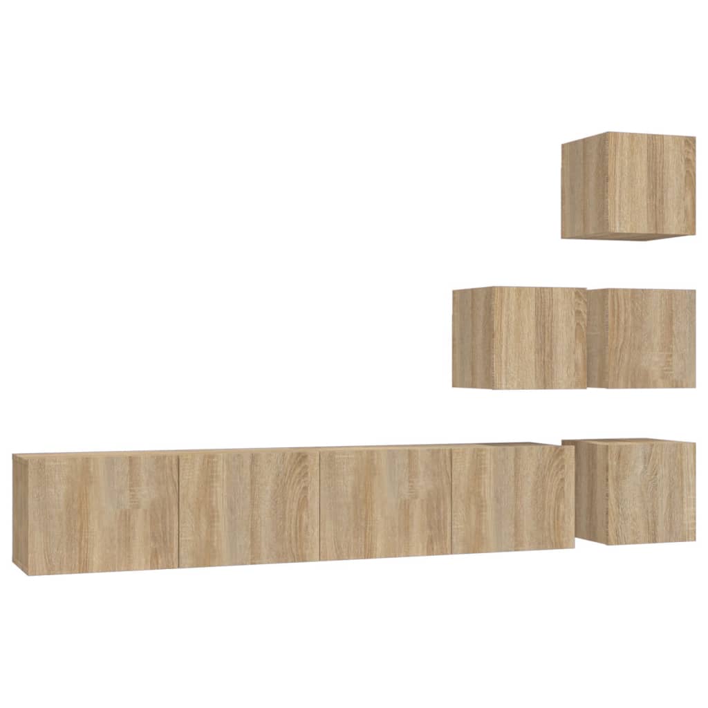 Tv-wandmeubel bewerkt hout sonoma eikenkleurig is nu te koop bij PeponiXL, paradijselijk wonen!