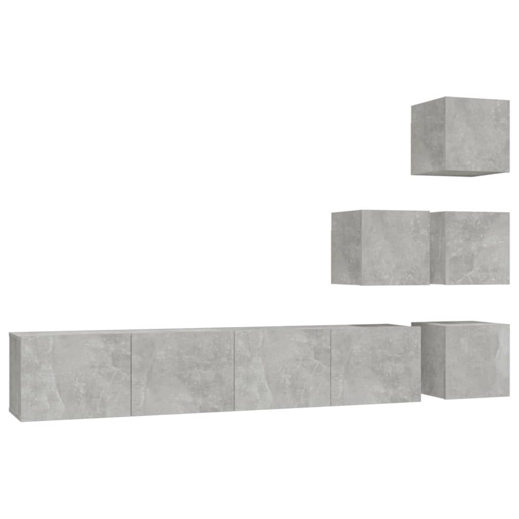 Tv-wandmeubel bewerkt hout betongrijs is nu te koop bij PeponiXL, paradijselijk wonen!