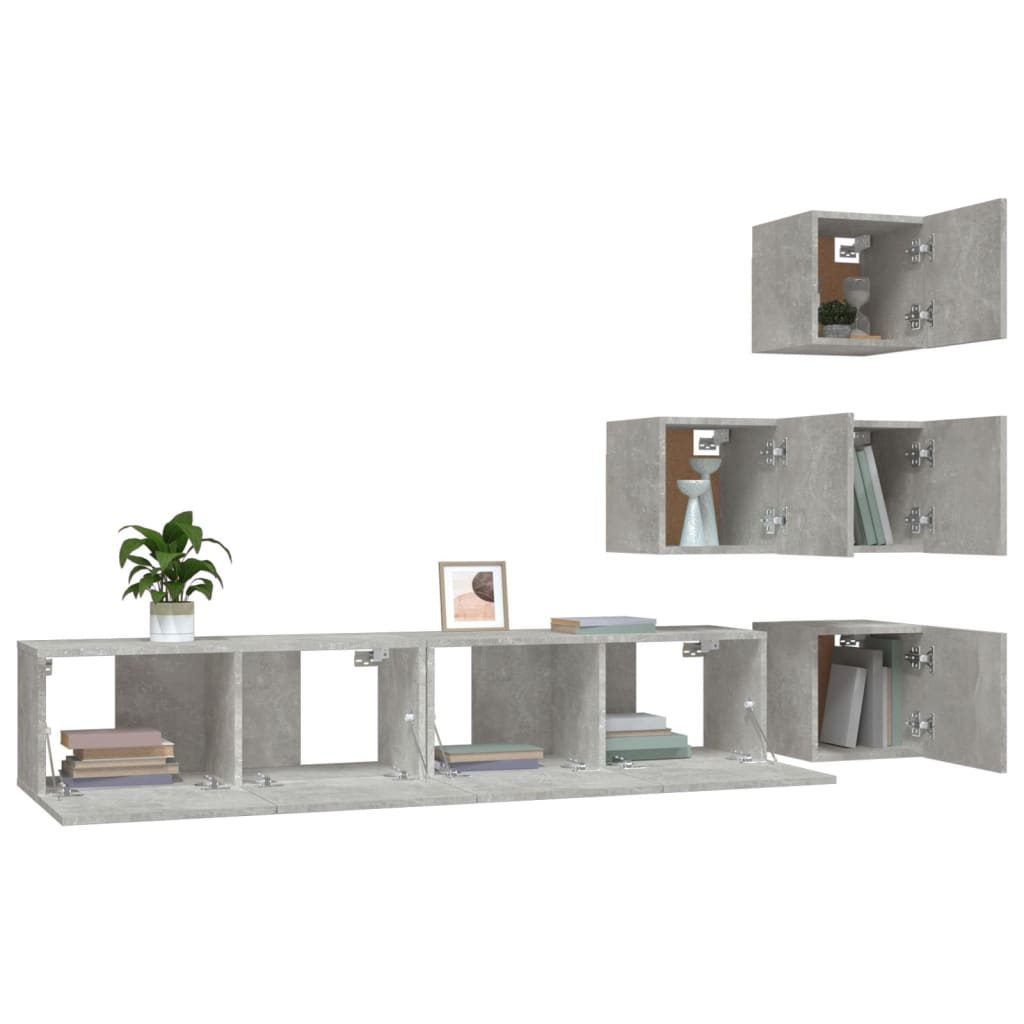 Tv-wandmeubel bewerkt hout betongrijs is nu te koop bij PeponiXL, paradijselijk wonen!